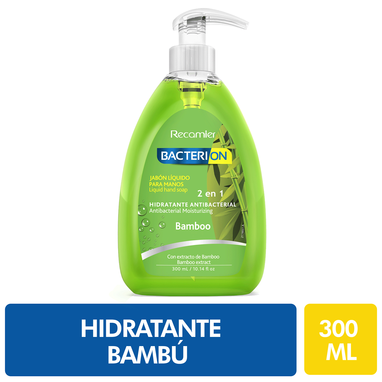 Bacterion Jabón Líquido con Bambú Hidratante Antibacterial para Manos 300 ml