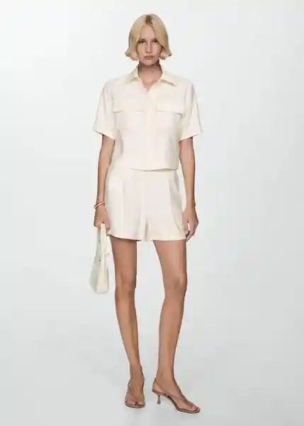 Short Boton-h Offwhite Talla S Mujer Mango