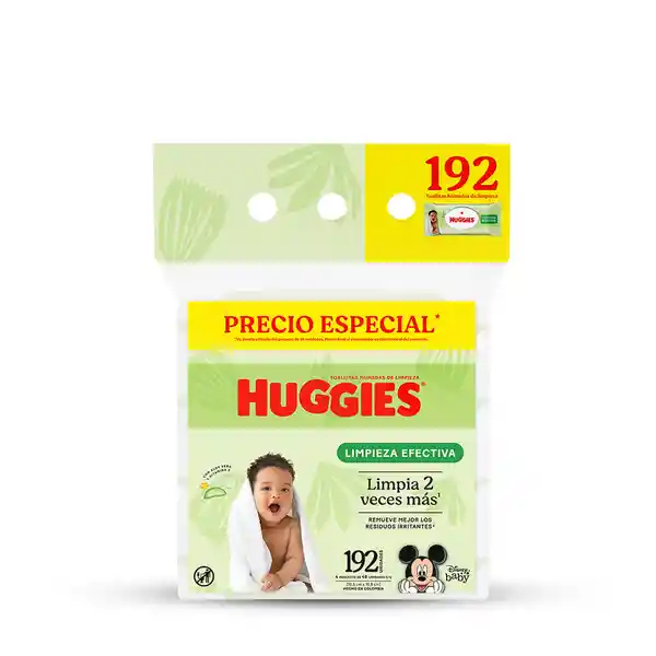 Toallita Húmedas Huggies Limpieza Efectiva Desechables 192 Und