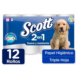 Scott Papel Higiénico Suave y Resistente 2 en 1