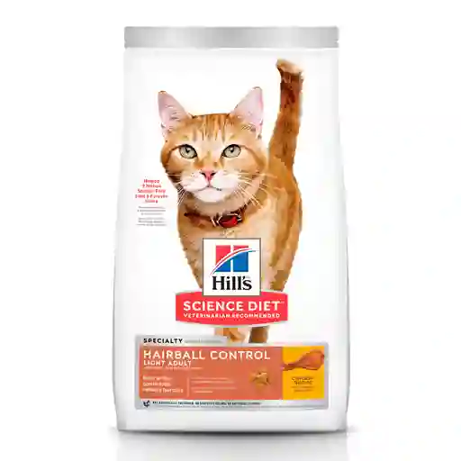 Hill's Science Diet Hairball Control Light Alimento Bajo en Calorías Gato Adulto Control Bolas de Pelo