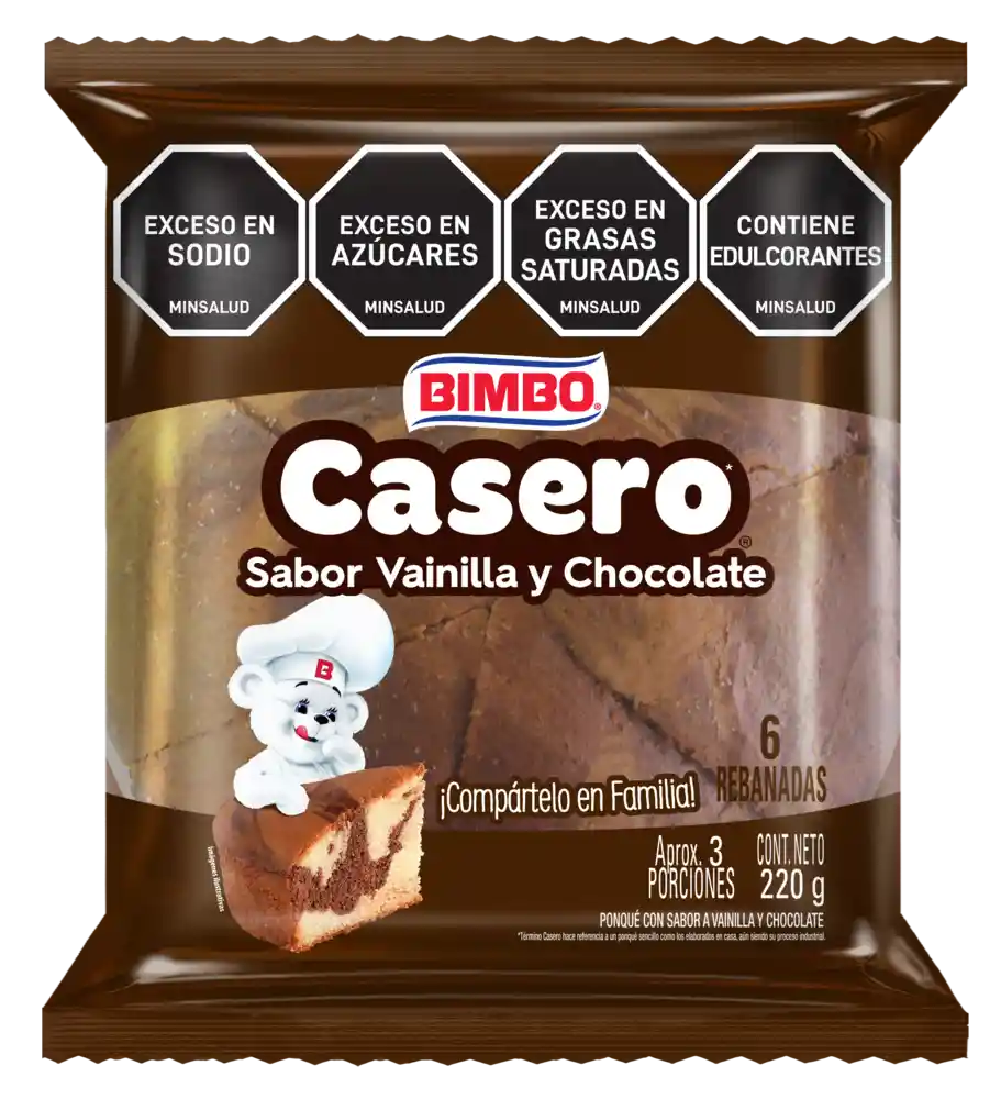Bimbo Ponqué Casero Marmoleado Vainilla y Chocolate 220 G