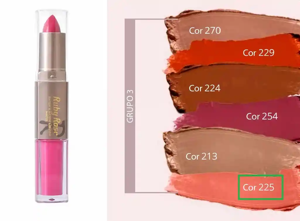 #225 Ruby Rose Labial Batom Duo Matte Grupo 3