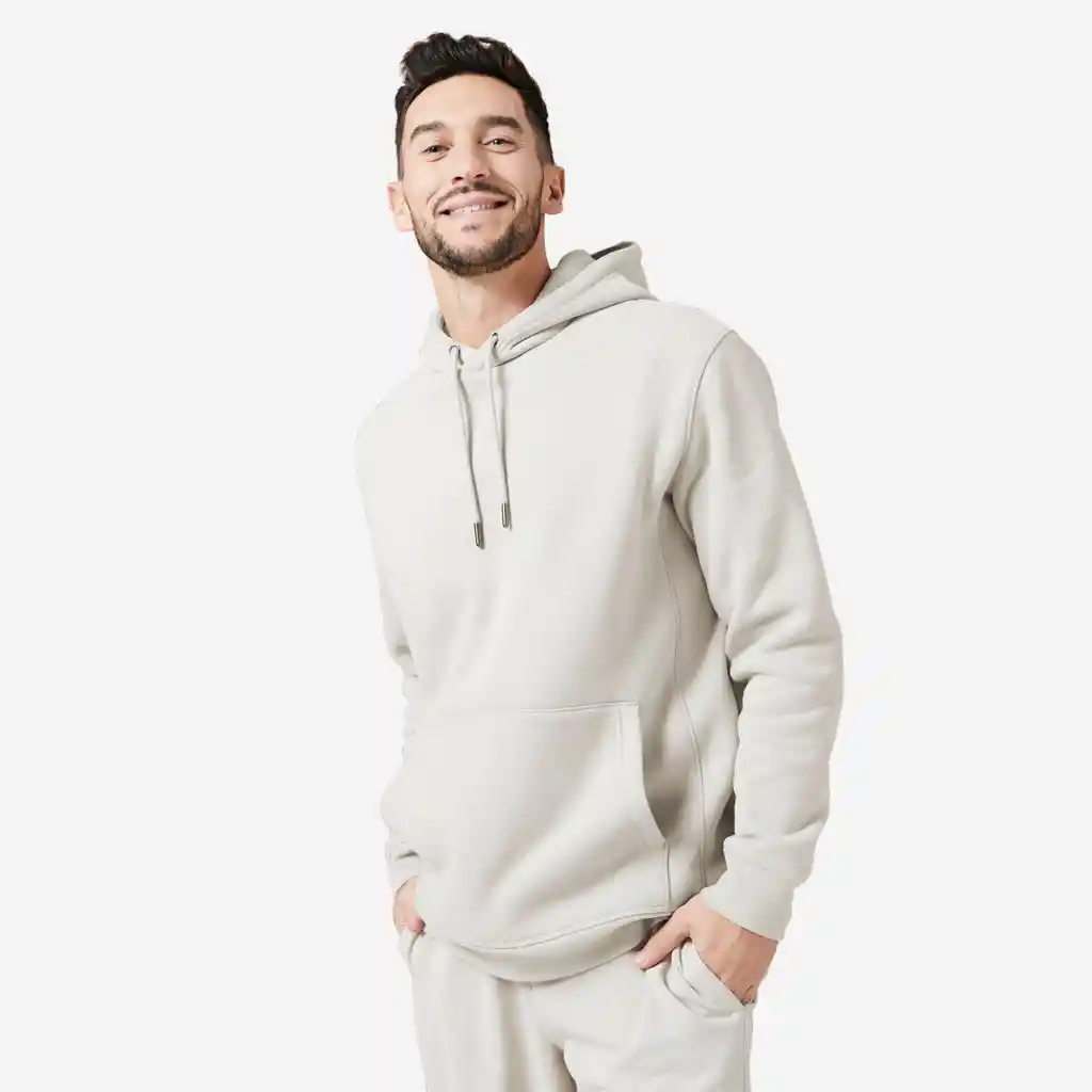 Hoodie de Fitness Para Hombre Domyos 500 Beige