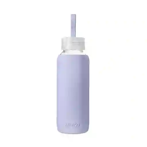 Miniso Botella de Vidrio Con Cobertura de Silicona Morado 300 mL