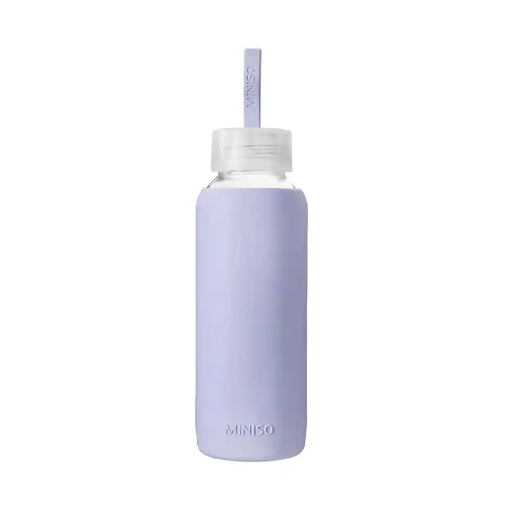 Miniso Botella de Vidrio Con Cobertura de Silicona Morado 300 mL