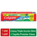 Colgate Crema Triple Acción + Cepillo Dental Premier Clean