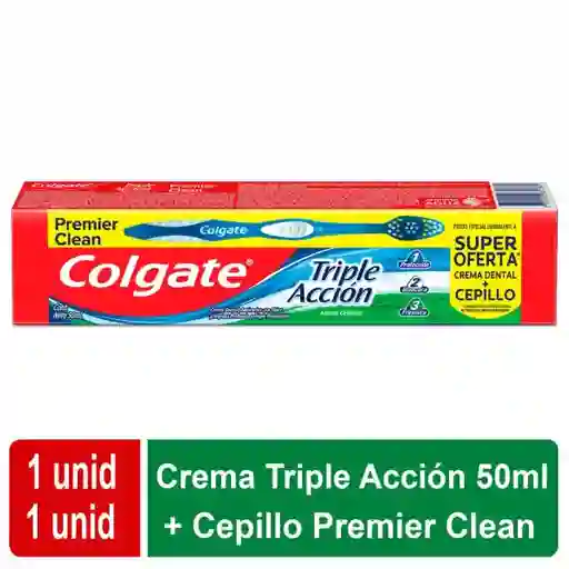 Colgate Crema Triple Acción + Cepillo Dental Premier Clean