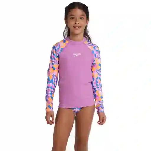 Camiseta Manga Larga Sunshine Psych Checker Junior Femenina Morado-12
