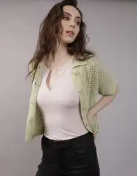 Suéter Tejido Mujer Verde Talla SMALL 1453309 American Eagle