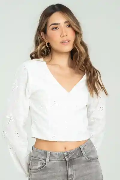 Blusa Ojalillo Boston Color Blanco Crudo Talla S Ragged