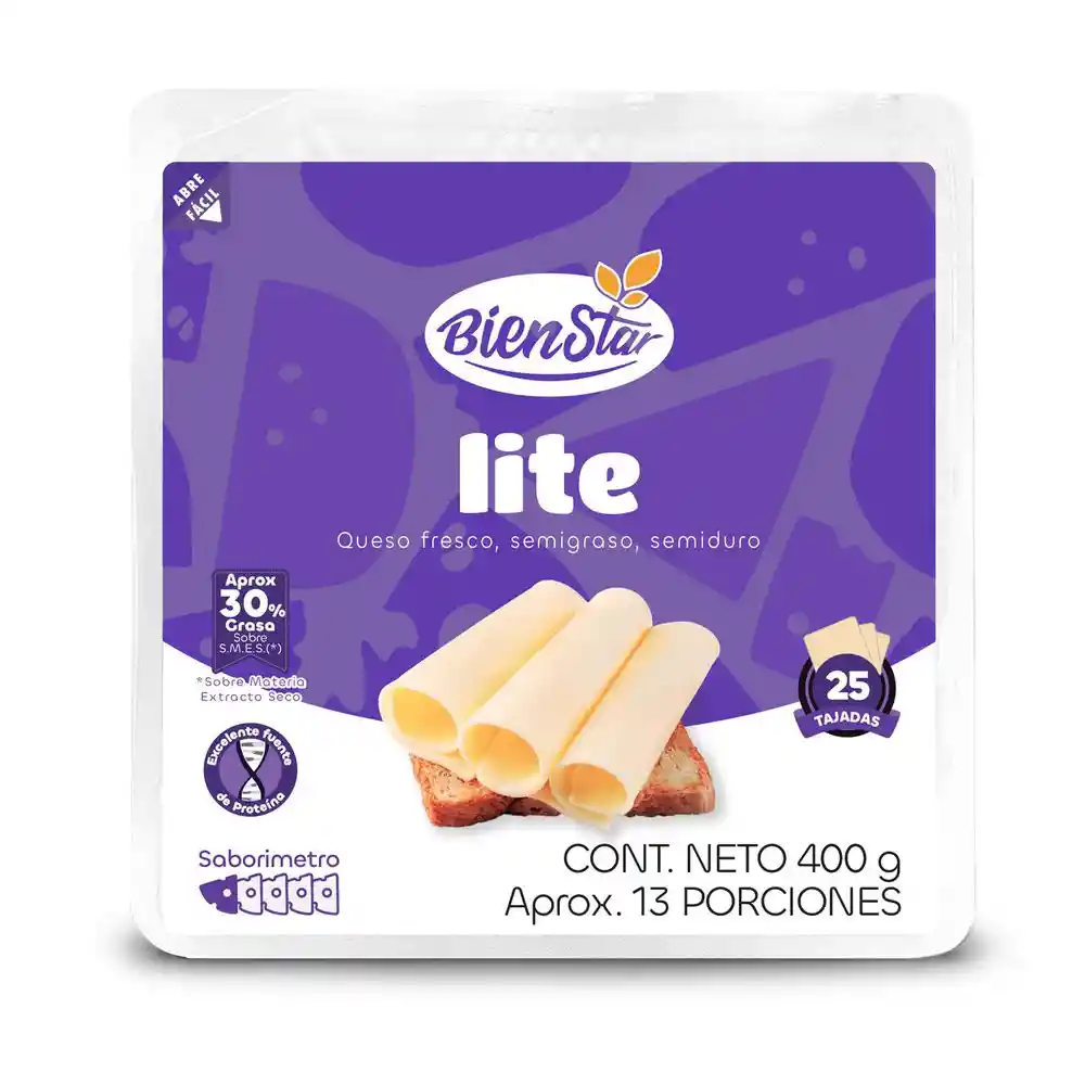 Queso Lite Bien Star Mozzarela Reducido (400 Gr)