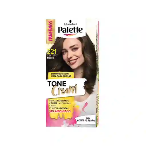 Shampoo Palette Tone Cream 221 Castaño Medio Sin Amoniaco
