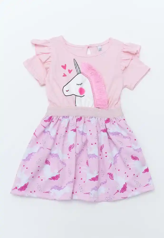 Vestido Manga Corta 5t-rosado