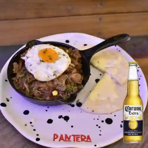 Combo Calentado Pantera + Cerveza Corona Bot. 355ml