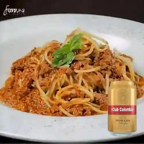 Combo Pasta Bolognesa + Club col. Dorada Lta 330ml