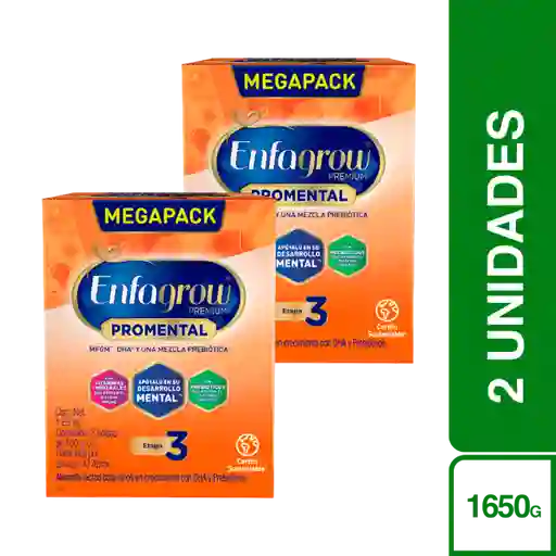 2 x Alimento Lácteo Enfagrow Premium Promental Etapa 3 1650 g