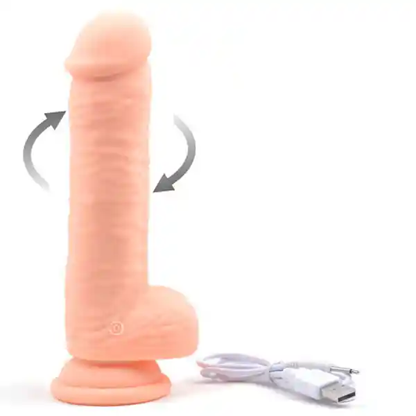 Vibrador realista con rotacion y base de succion piel