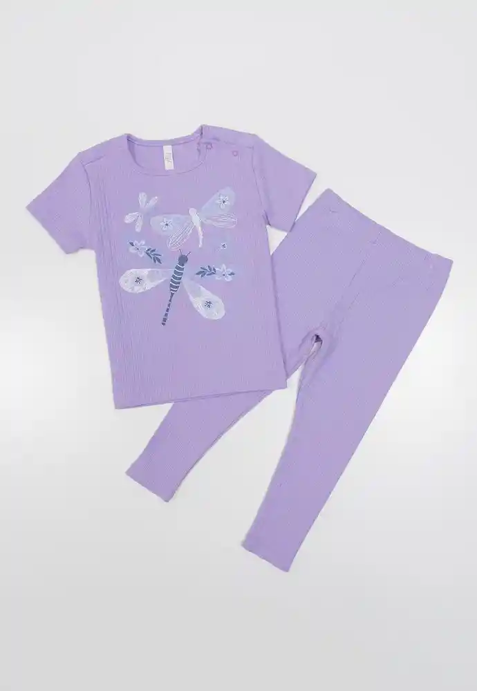 Pijama Dos Piezas 6/9 Meses-morado
