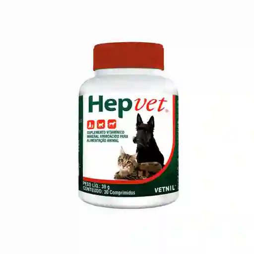  Hepvet Suplemento Vitamínico Mineral Aminoácido Comprimidos 