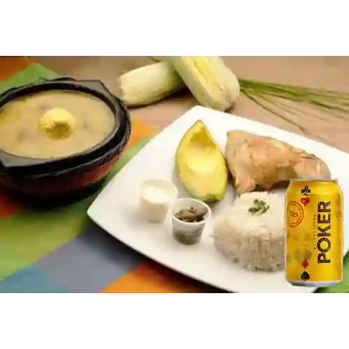 Combo Ajiaco + Cerveza Poker Lta 330ml