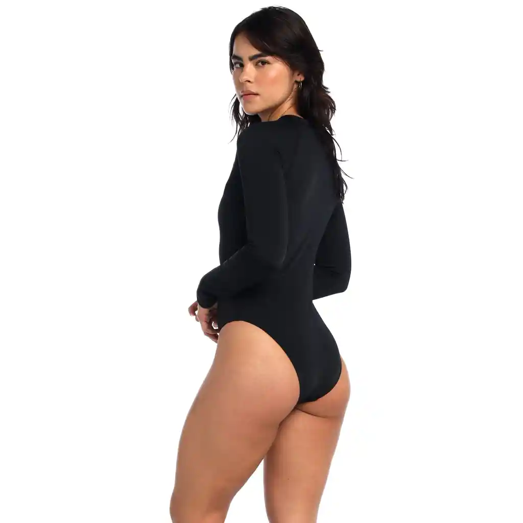 Vestido de Baño Manga Larga Essential Mujer Negro-34