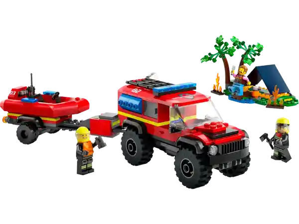 Set de Construcción Camión de Bomberos Con Barco de Rescate Lego
