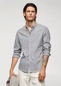 Camisa Vichy Gris Talla L Hombre Mango