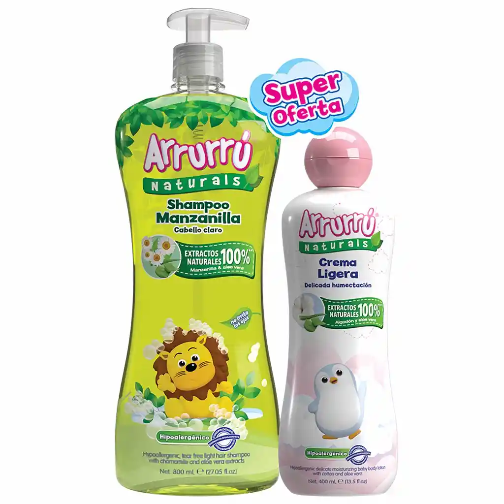 Arrurru  Shampoo de Manzanilla + Crema Ligera para Bebes