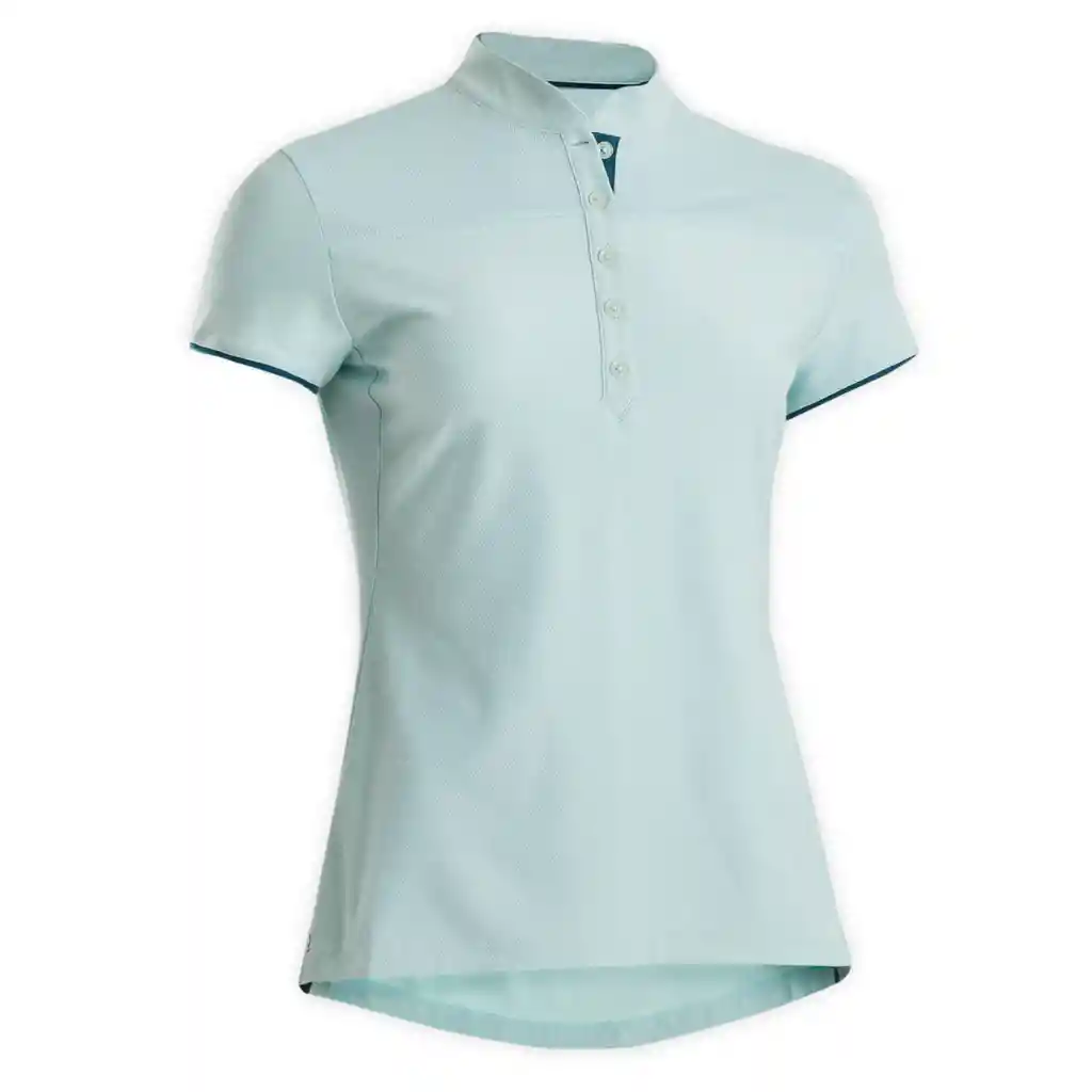 Camisa Polo de Equitación Para Mujer - Fouganza 500 Verde
