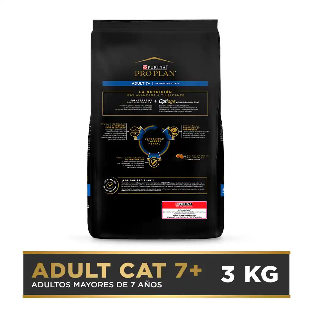 Comida para Gatos Adultos mayores de 7 años Purina Pro Plan x 3 kg