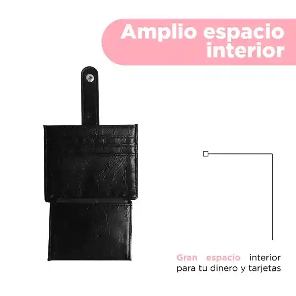 Tarjetero Con Líneas Bordadas Negro Serie Miniso