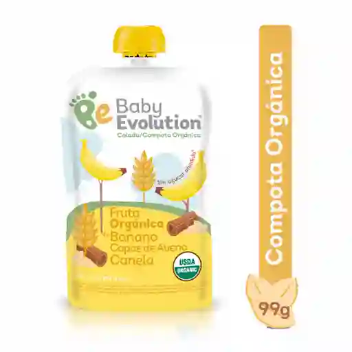 Baby Evolution Compota Orgánica de Banano Copos de Avena y Canela