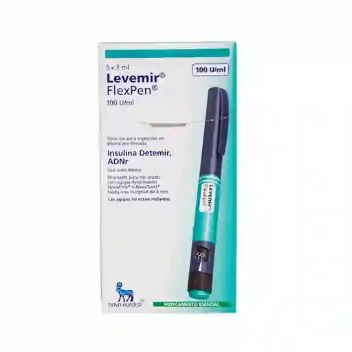 Levemir 100 U/mL Flexpen 5 Plumas Desechables