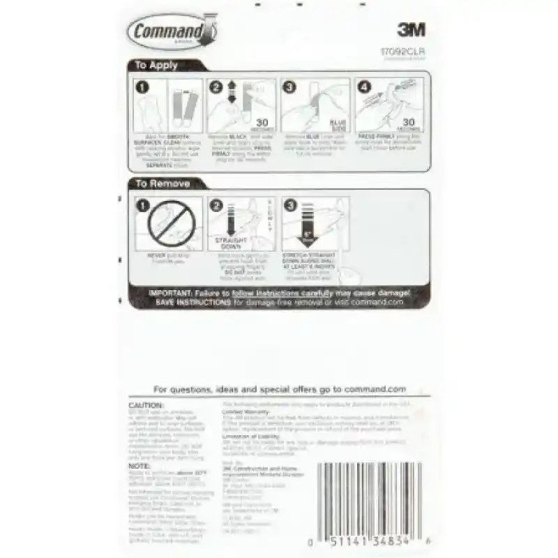 Command Ganchos X 2 Und + Adhesivos X 4 Und Sku 138896. Sku 051141348346