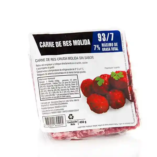 Sm Carne Molida sin Sabor 93/7 Familiar