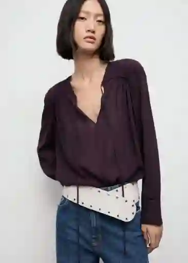 Blusa Patrik Burdeos Talla S Mujer Mango