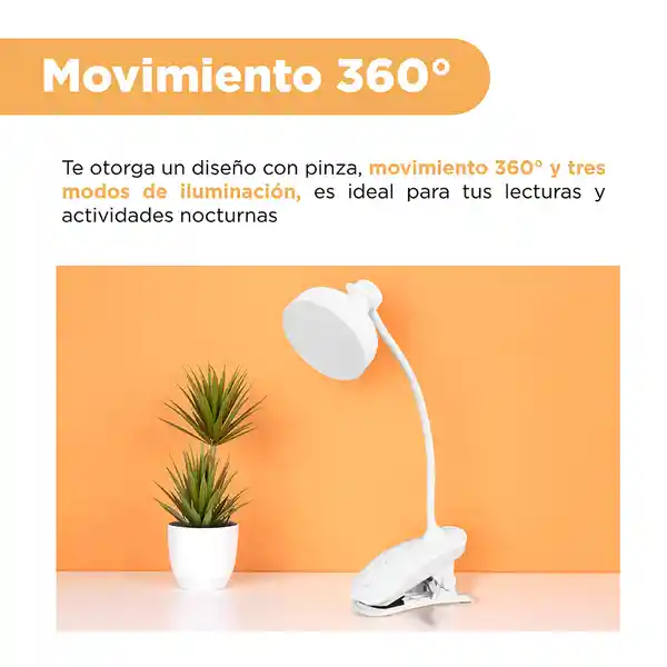 Lámpara Clip On de Oso Con 3 Modos Blanco Mod 2105 Miniso