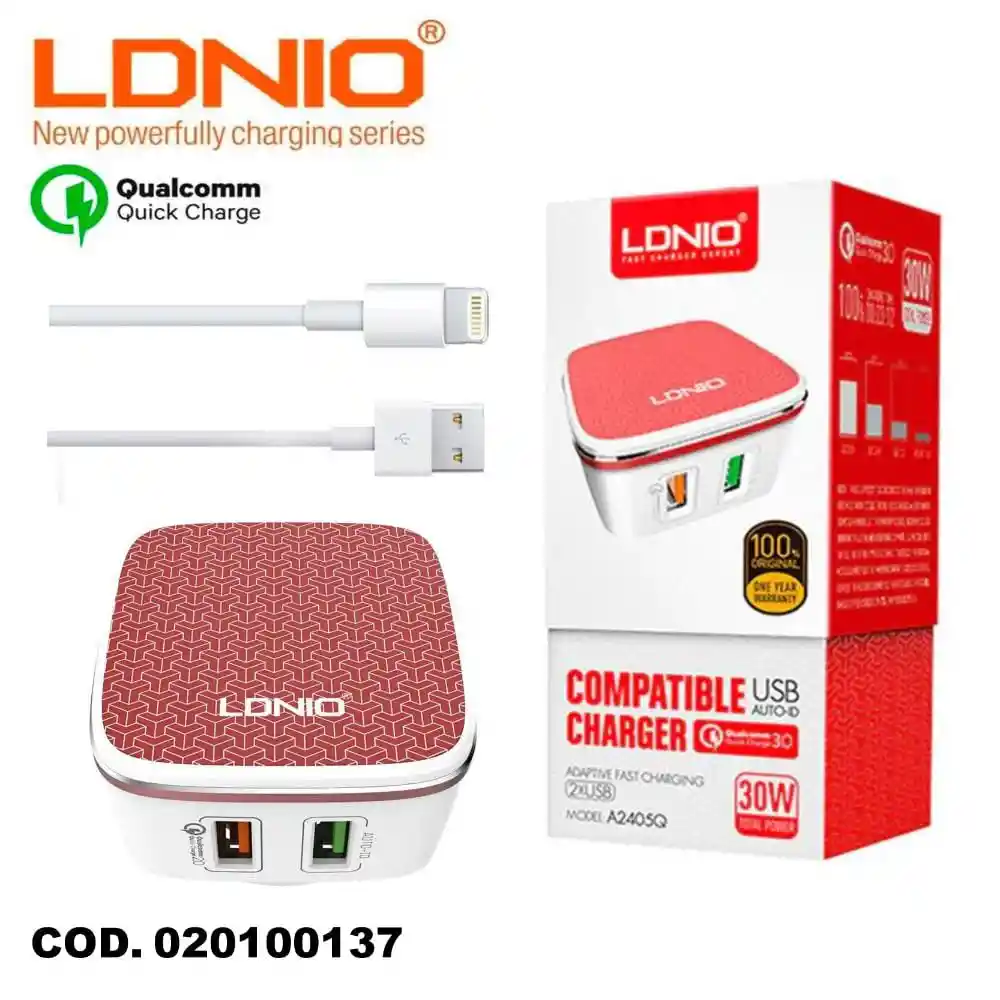 Ldnio Cargador Tipo C Blanco Y Rojo A2405q