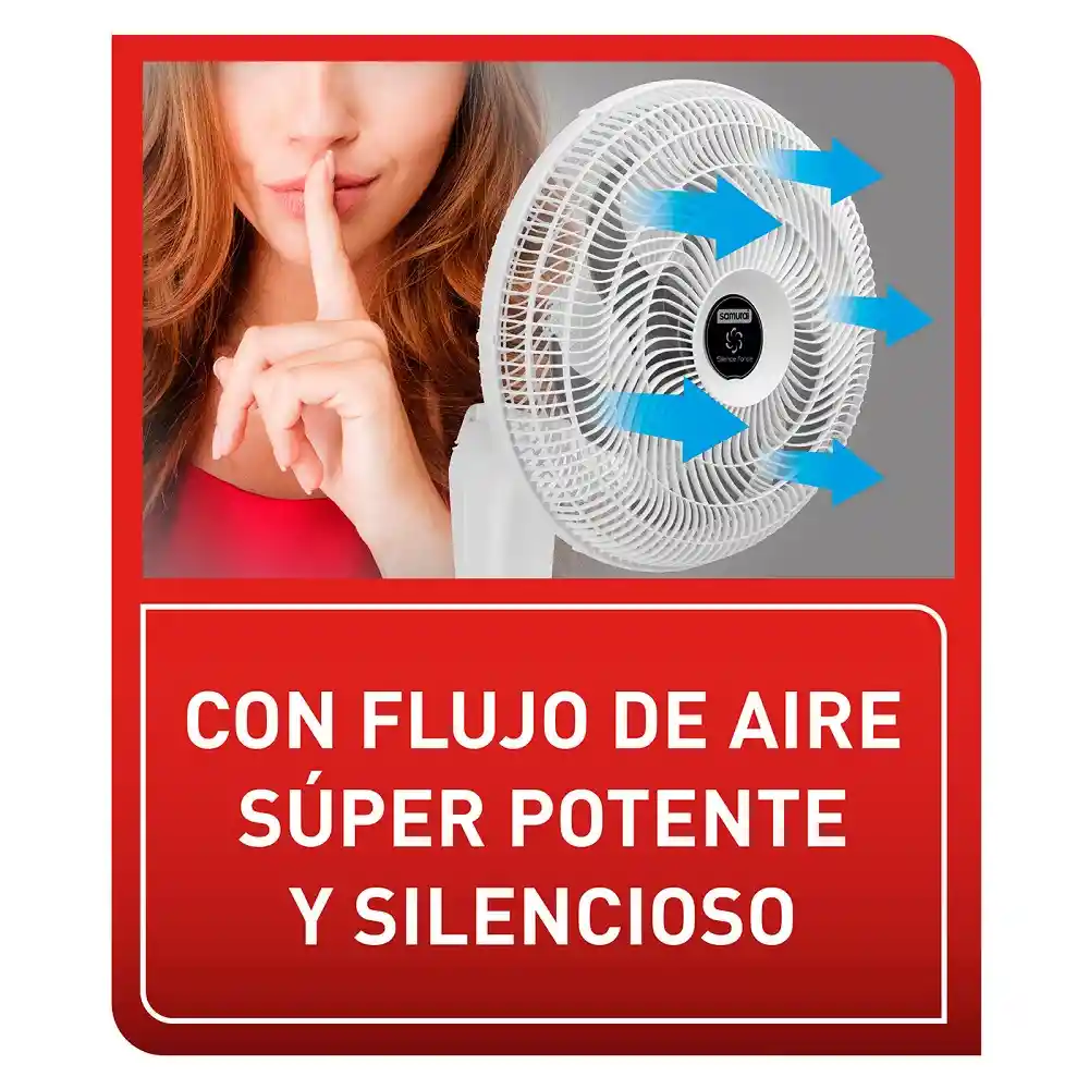 Samurai Ventilador Pared Silence Force Blanco 3 Velocidades 18"