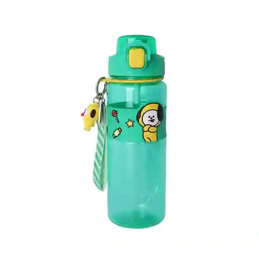 Botella Con Correa y Funda Serie Chimmy Verde 800 mL Bt21 Miniso