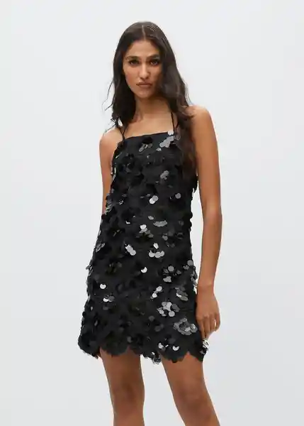 Vestido Bianca Negro Talla L Mujer Mango