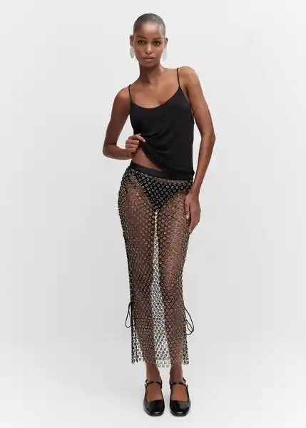Top Appen Negro Talla L Mujer Mango