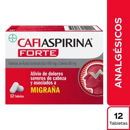 CafiAspirina Forte 650 mg Ácido Acetilsalicílico 65mg Cafeína Caja x 12 tab