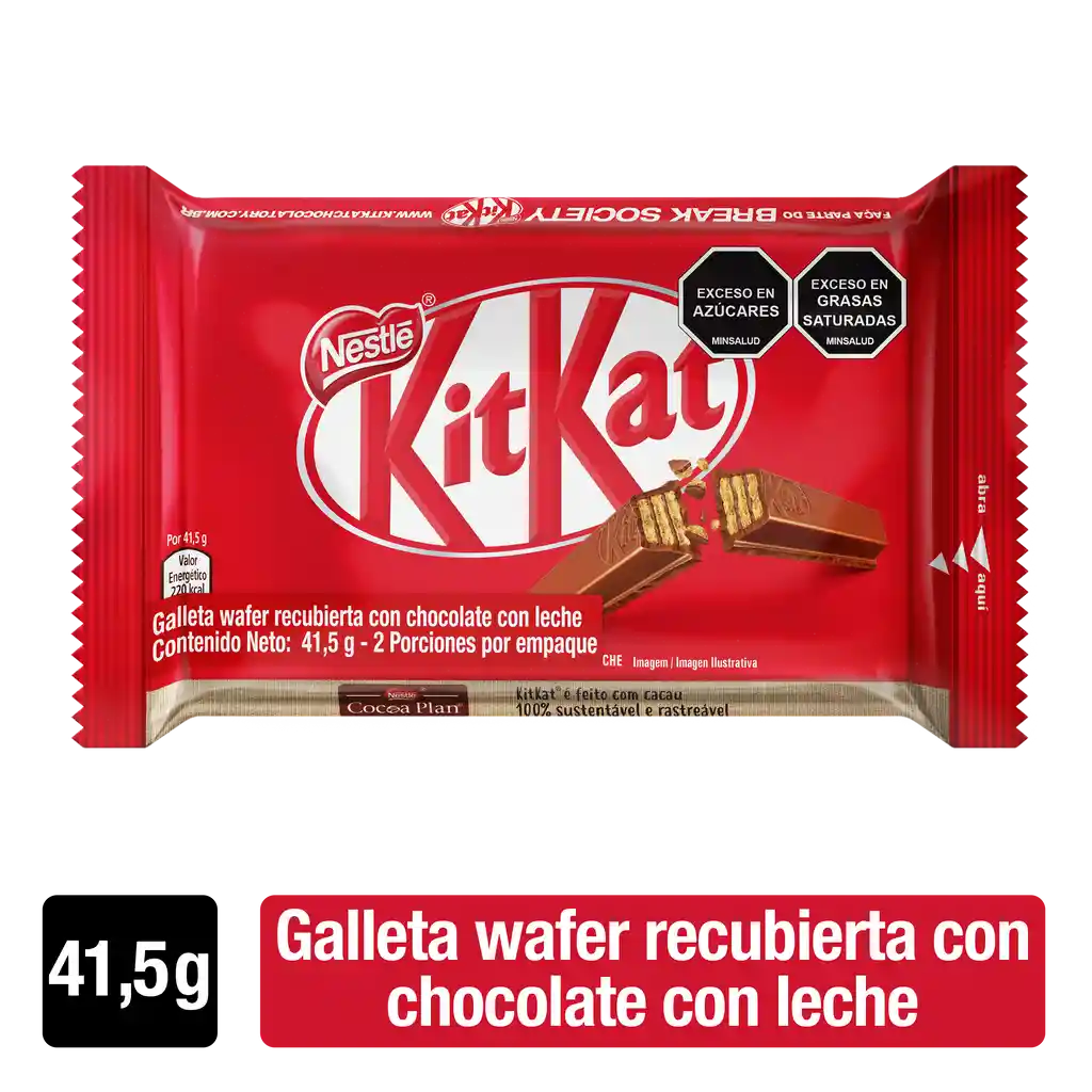 Galletas KITKAT recubiertas con chocolate con leche x 41,5g