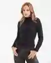 Camiseta Longsleeve Lurex Negro Noche Ultraoscuro M Chevignon