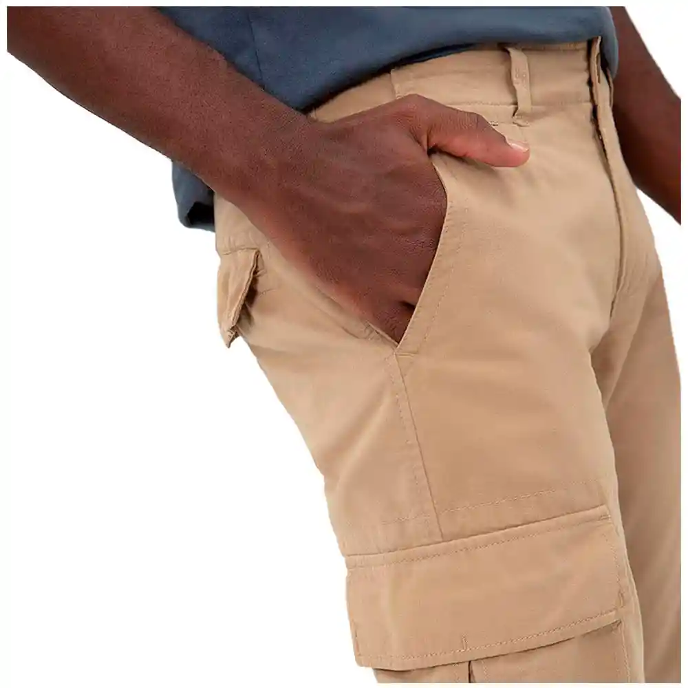 Pantalon Largo Tejido Diagonal Hombre Café Liso Parsons