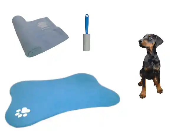 Hally Pets Set Tapete + Cobija + Quitamotas Celeste OT0010