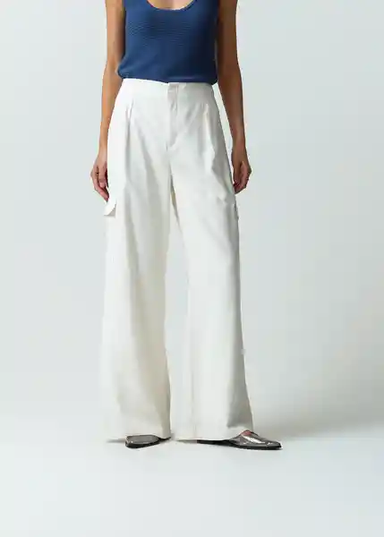 Pantalón Long Mujer Crudo Marfil Talla 10 Naf Naf
