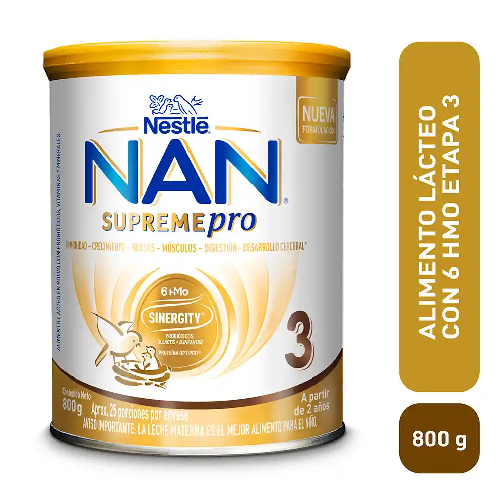 Alimento Lácteo Nan Supremepro Etapa 3 Con 6 HMO Lata X 800 g